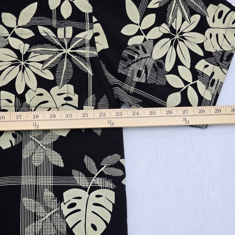 Tommy Bahama Mens Large Silk Tropical Floral Leaf Button Down Shirt Black Cream - Picture 8 of 12